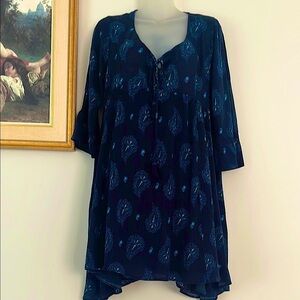Harlow Midnight Blue Tunic with Paisley Motif